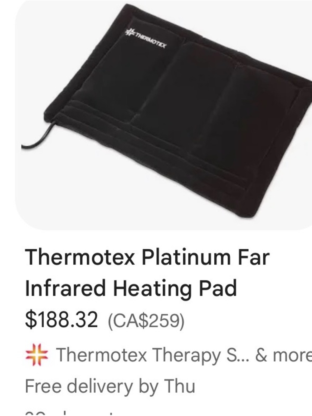 New ThermoComfort Platinum Far Infrared Heating Pad - Black
